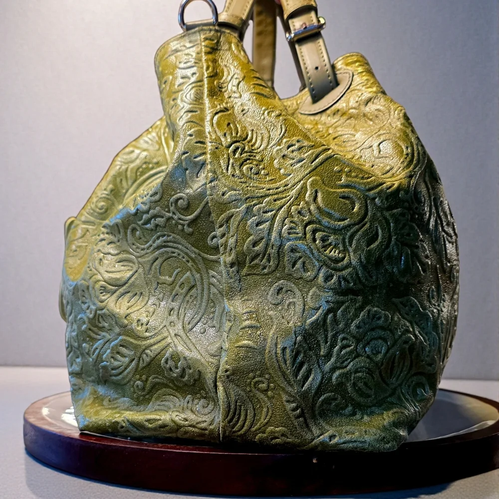 Elegant Olive Green Stella Bianca Italian Satchel NWOT - Picture 12 of 15